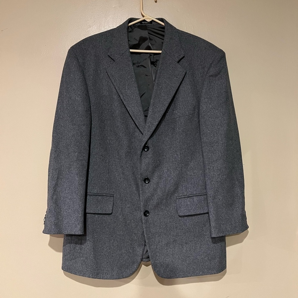 Oscar De La Renta Men's Grey Sports Coat Blazer Size 44R Wool Cashmere Blend